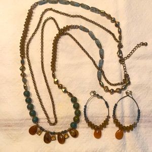 Long Chico’s necklace and earrings